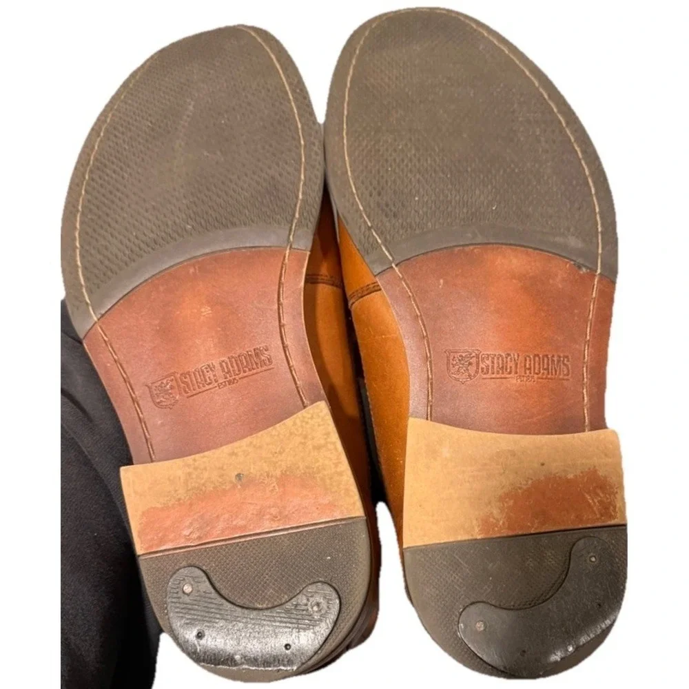 Stacy‎ Adams Men's Size 9.5 Brown Leather Alomar Cap-Toe Chelsea Boots